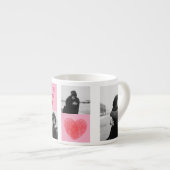 Collage Couple Foto | Valentijns roze en rood hart Espresso Kop (Voorkant rechts)