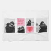 Collage Couple Foto | Valentijns roze en rood hart Theedoek (Horizontaal)