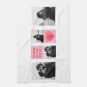 Collage Couple Foto | Valentijns roze en rood hart Theedoek (Verticaal)