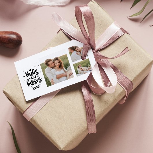 Collage Couple Photo & Hugs and Kisses Phrase Love Cadeaulabel