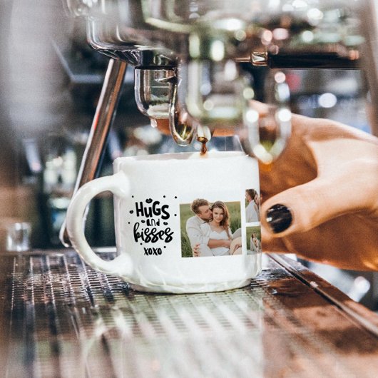 Collage Couple Photo & Hugs and Kisses Phrase Love Espresso Kop