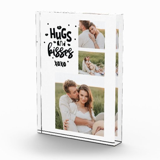 Collage Couple Photo & Hugs and Kisses Phrase Love Fotoblokken (Rechts)