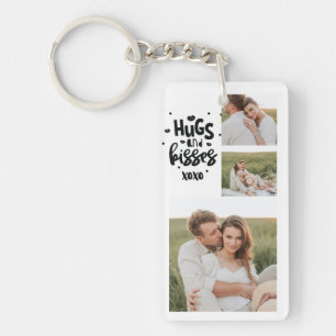 Collage Couple Photo & Hugs and Kisses Phrase Love Sleutelhanger