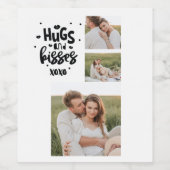 Collage Couple Photo & Hugs and Kisses Phrase Love Wijn Etiket (Enkel label)