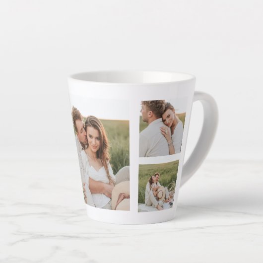 Collage Couple Photo & Lovely Romantic Quote Latte Mok (Rechterhoek)