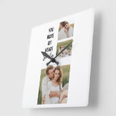 Collage Couple Photo & Lovely Romantic Quote Vierkante Klok (Hoek)
