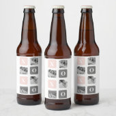 Collage Couple Photo & Pastel Pink & Gray XOXO Bier Etiket (Flessen)
