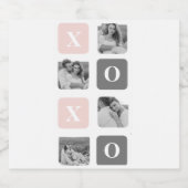 Collage Couple Photo & Pastel Pink & Gray XOXO Bier Etiket (Enkel label)