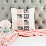 Collage Couple Photo & Pastel Pink & Gray XOXO Kussen<br><div class="desc">Collage Couple Photo & Pastel Pink & Gray XOXO</div>