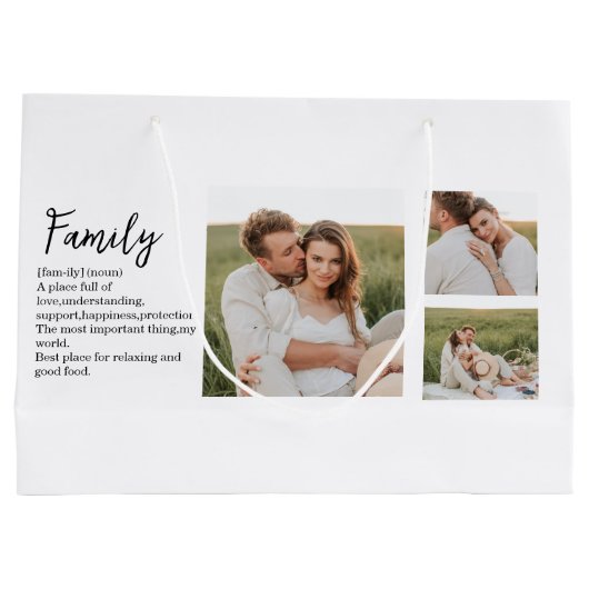 Collage Couple Photo & Romantic Family Gift Groot Cadeauzakje (Achterkant)