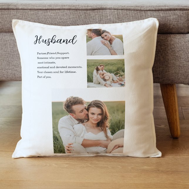 Collage Couple Photo & Romantic Husband Love Gift Kussen (Creator heeft geüpload)