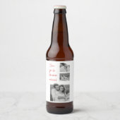 Collage Couple Photo & Romantic Quote Love You Bee Bier Etiket (Voorkant)