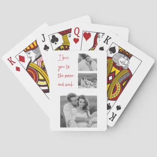 Collage Couple Photo & Romantic Quote Love You Pla Pokerkaarten (Achterkant)