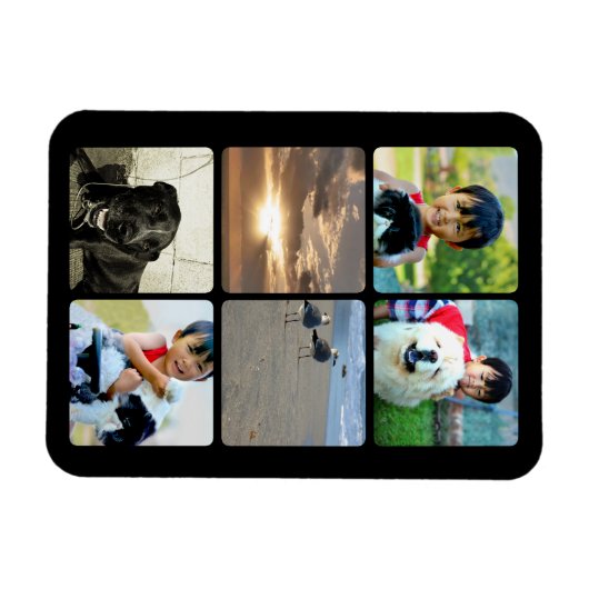 Collage Custom Foto Zes Vierkante Lijst Afbeelding Magneet (Horizontaal)
