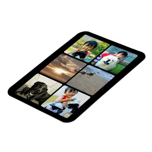 Collage Custom Foto Zes Vierkante Lijst Afbeelding Magneet (Linkerzijde)