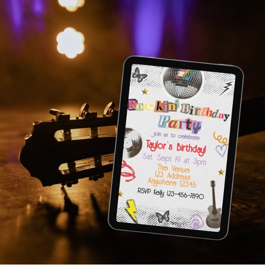 Collage Cut Out Rockstar Birthday Kaart