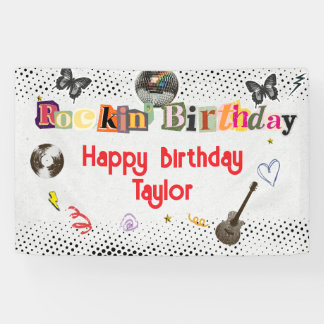 Collage Cut Out Rockstar Birthday Spandoek