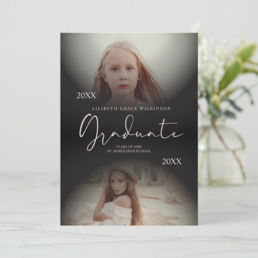 Collage Dan en nu Modern 2 Foto's Afstuderen (Staand voorkant)