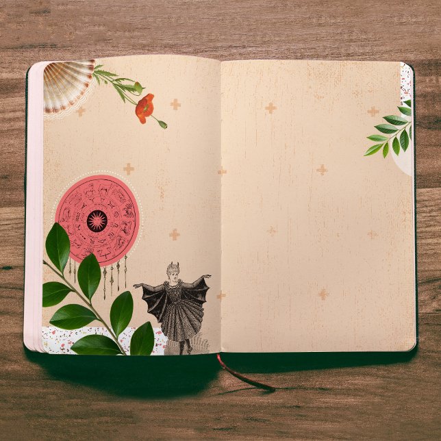  Collage Decoupage Beige Junk Journal Paper (Art Junk Journal Printed Paper Sheet in Modern Collage design, leafy, horoscope wheel, terrazzo.)