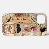 collage decoupage bloementaxedo kattenschroot Case-Mate iPhone case (Achterkant (horizontaal))