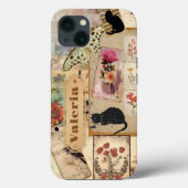 collage decoupage bloementaxedo kattenschroot Case-Mate iPhone case (Achterkant)