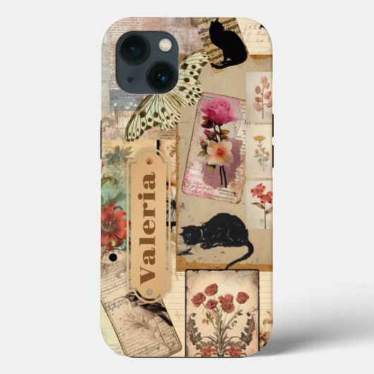  collage decoupage bloementaxedo kattenschroot Case-Mate iPhone case (Achterkant)
