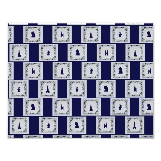 Collage Delfts blauwe tegels Foto Afdruk (Voorkant)