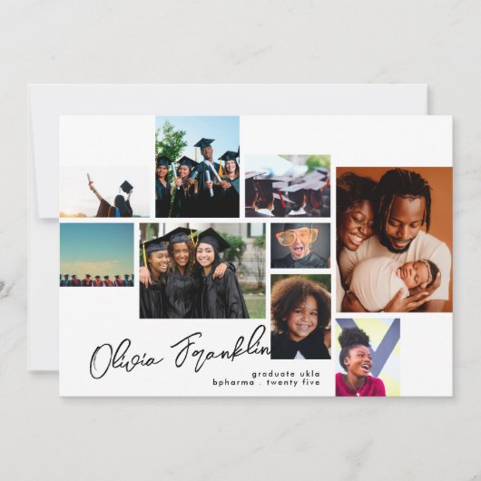 Collage Editable Multi Photo Graduparty Kaart (Voorkant)