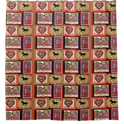collage Equestrian Dressage Horse douchegordijn (Voorkant)