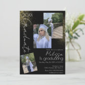 Collage Faux Glitter College Highschool Afstuderen Kaart (Staand voorkant)