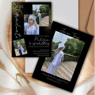 Collage Faux Glitter College Highschool Afstuderen Kaart