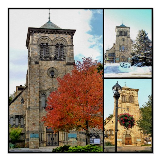 Collage - First Parish Church in Plymouth, MA Poster (Voorkant)