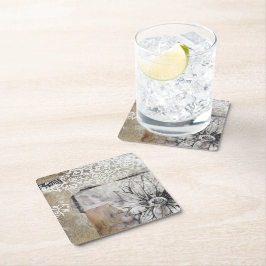 Collage Fleur II Kartonnen Onderzetters (Insitu)