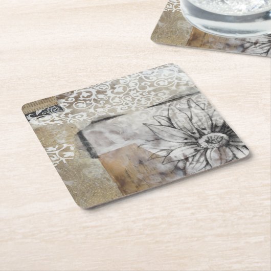 Collage Fleur II Kartonnen Onderzetters (Schuin)