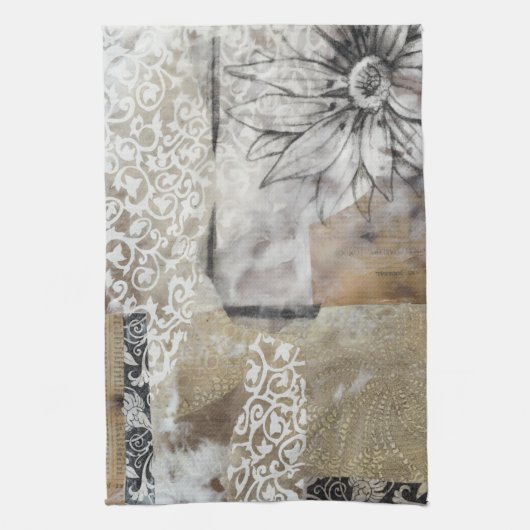 Collage Fleur II Theedoek (Verticaal)