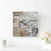 Collage Fleur II Vierkante Klok (Huis)