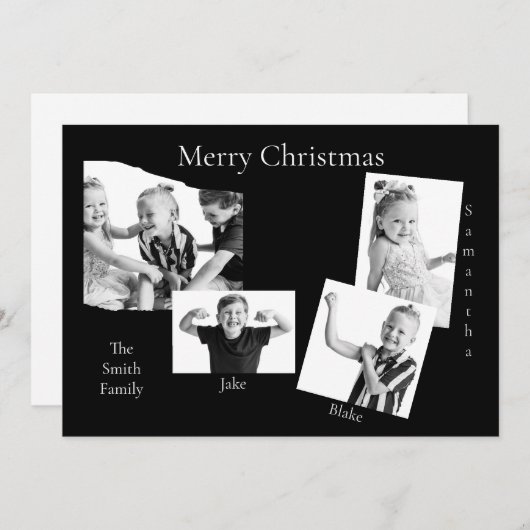 Collage Foto B/W Flat Holiday Kaart (Voorkant / Achterkant)