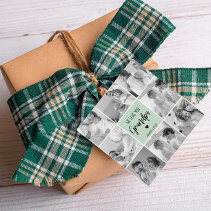 Collage Foto Best Grandpa Ever Pastel Mint Gift Bedankjes Labels