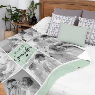 Collage Foto Best Grandpa Ever Pastel Mint Gift Fleece Deken