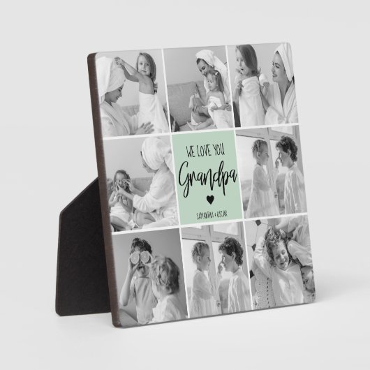Collage Foto Best Grandpa Ever Pastel Mint Gift Fotoplaat (Voorkant)