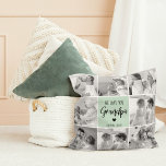 Collage Foto Best Grandpa Ever Pastel Mint Gift Kussen<br><div class="desc">Deze prachtige collage foto is de perfecte manier om je liefde voor je opa uit te drukken. Met de hartverwarmende boodschap "We houden van je opa" in elegante letters tegen de achtergrond van een kalmerende pastelmunt, geeft dit stuk de warmte en genegenheid weer die je voelt voor je opa. Het...</div>