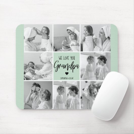Collage Foto Best Grandpa Ever Pastel Mint Gift Muismat (Met muis)