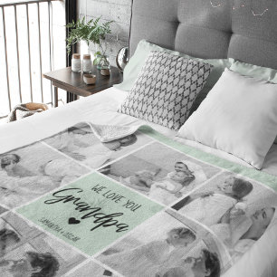 Collage Foto Best Grandpa Ever Pastel Mint Gift Sherpa Deken
