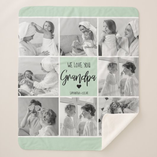 Collage Foto Best Grandpa Ever Pastel Mint Gift Sherpa Deken (Voorkant)