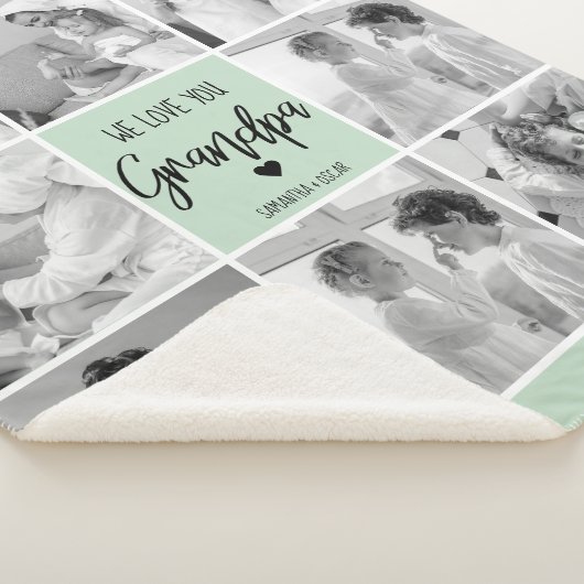 Collage Foto Best Grandpa Ever Pastel Mint Gift Sherpa Deken (3/4)