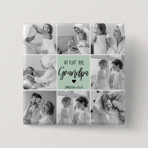 Collage Foto Best Grandpa Ever Pastel Mint Gift Vierkante Button 5,1 Cm