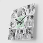 Collage Foto Best Grandpa Ever Pastel Mint Gift Vierkante Klok (Hoek)