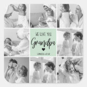 Collage Foto Best Grandpa Ever Pastel Mint Gift Vierkante Sticker (Voorkant)