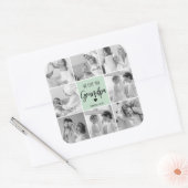 Collage Foto Best Grandpa Ever Pastel Mint Gift Vierkante Sticker (Envelop)