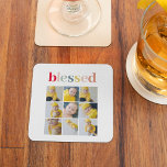 Collage Foto | Colorful Blessay Gift Glazen Onderzetter<br><div class="desc">Vier de vreugde van het vakantieseizoen met onze Collage Photo Kleurrijke Blessed Holiday Gift. Dit prachtige en gepersonaliseerde geschenk is een hartelijke manier om je liefde en zegeningen te delen met vrienden en familie. Maak dit vakantieseizoen extra speciaal met een Collage Foto Kleurrijke Blessed Holiday Gift van Zazzle. Creëer uw...</div>